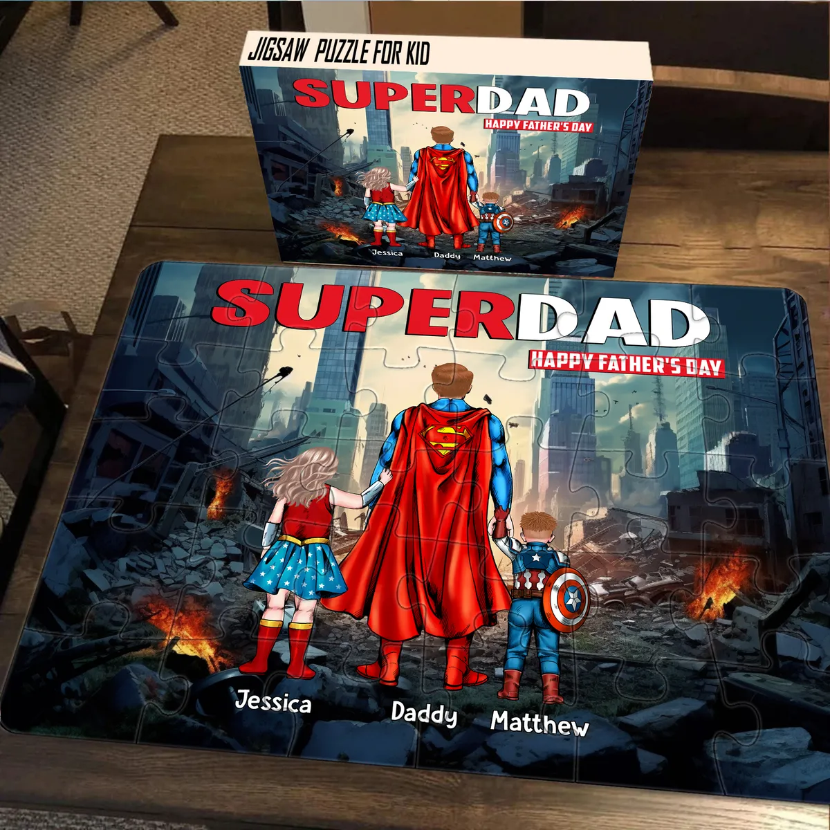 Personalized SuperDad Puzzle Custom Name Gift for Dad Puzzle GradoCreations