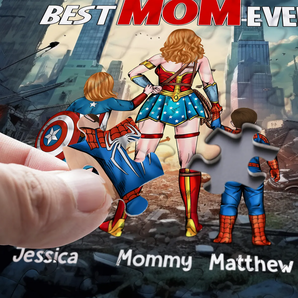 Personalized Superhero Puzzle Best Mom Ever Gift for Mom