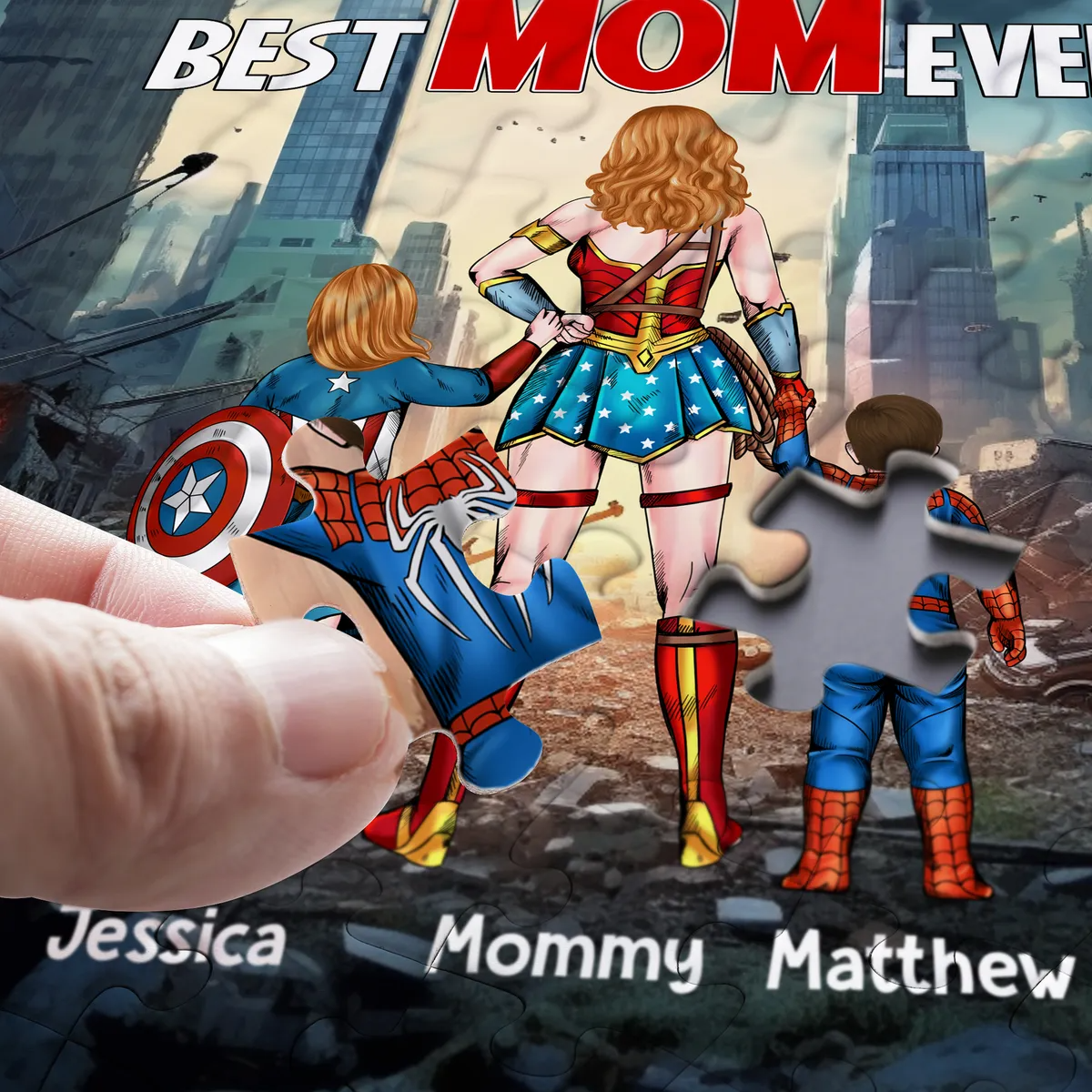 Personalized Superhero Puzzle Best Mom Ever Gift for Mom