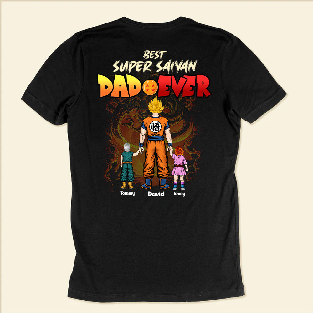 Personalized Super Saiyan Dad Shirt Custom Name Gift for Father's Day Cotton Apparel GradoCreations