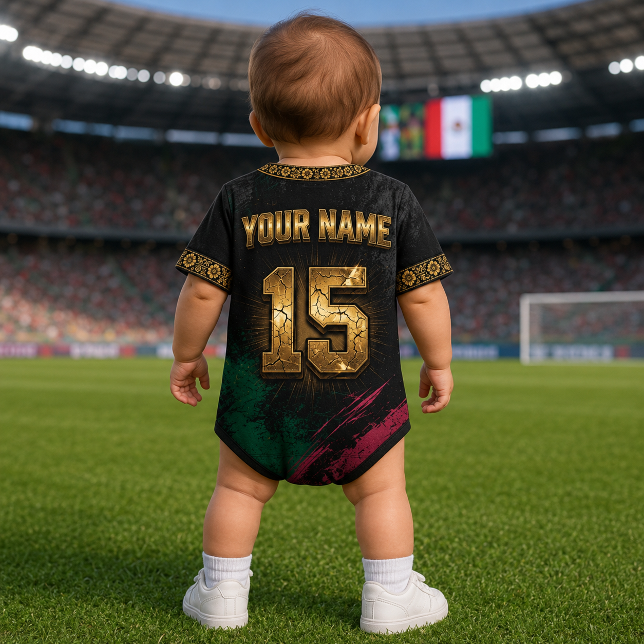 Personalized Mexico Pride Baby Jersey Bodysuit Custom Name for New Parents
