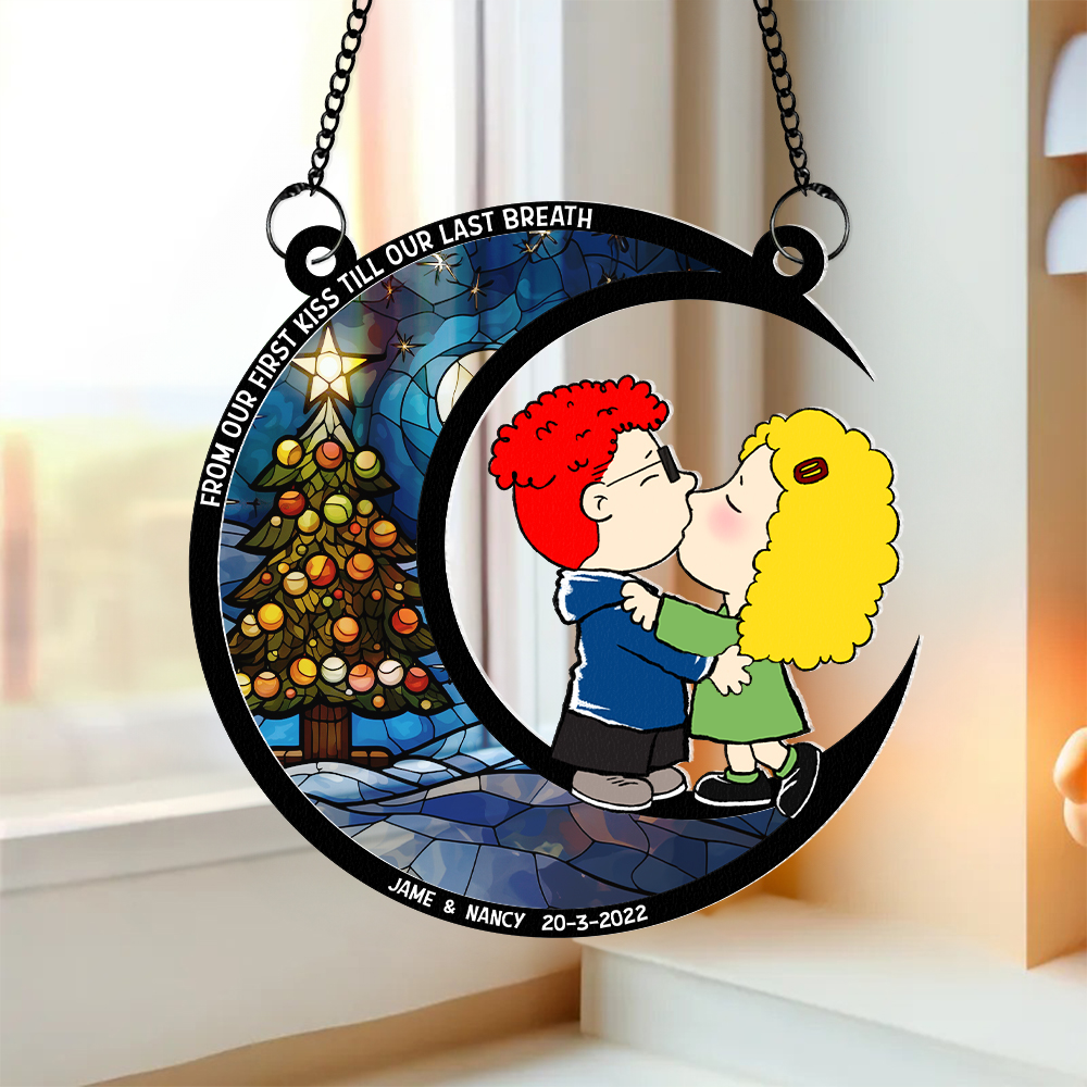 Personalized Window Hanging Suncatcher Ornament Gift for Couples | Christmas Decoration