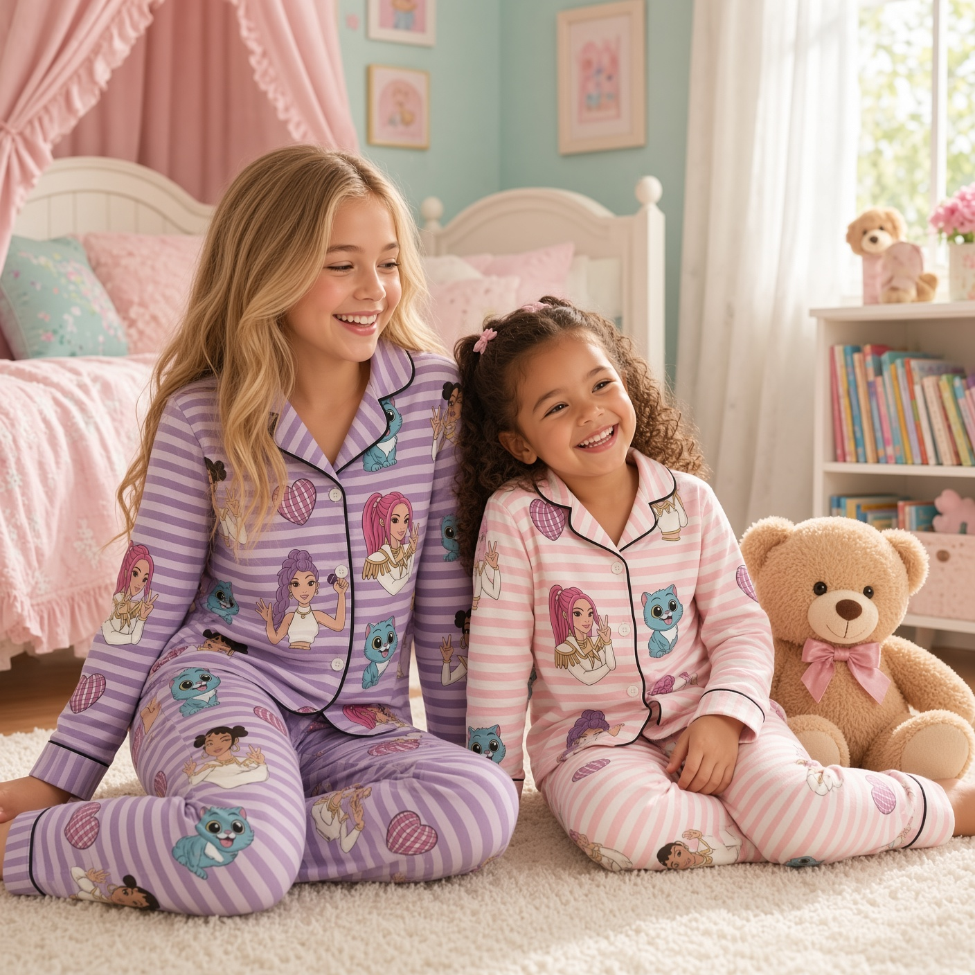 Personalized Fantasy Girl Pajama Set Custom Name for Kids Pajama Set GradoCreations