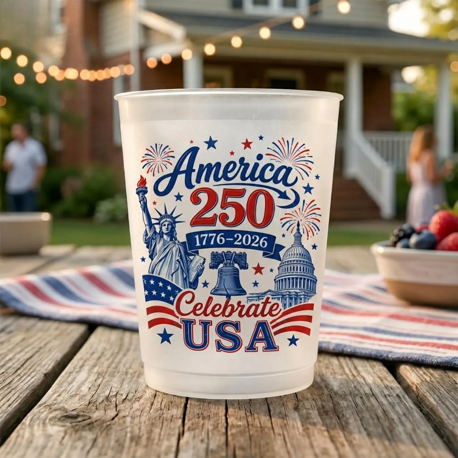 Frosted Patriot Cups Celebrate America's 250th Anniversary Gift for Family