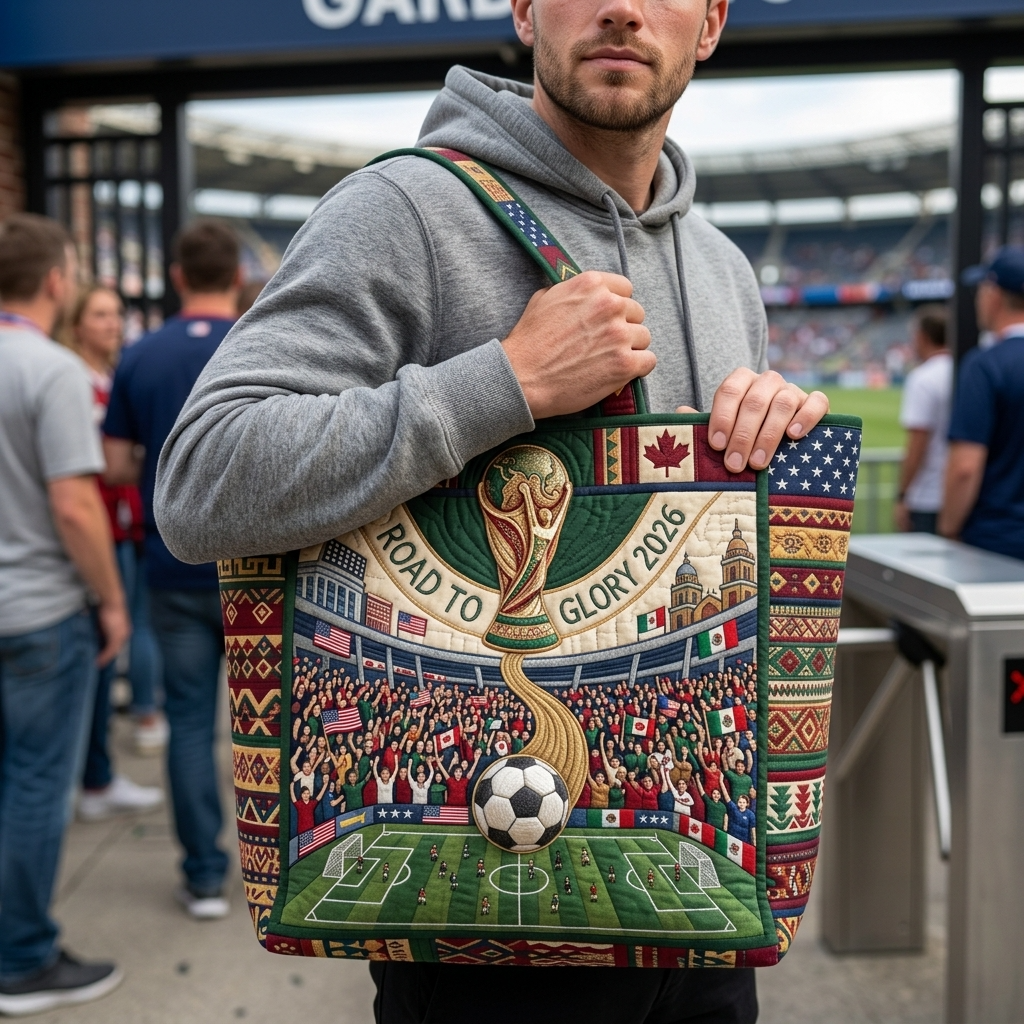Quilted Tote Bag for Soccer Fans | World Cup 2026 Gift