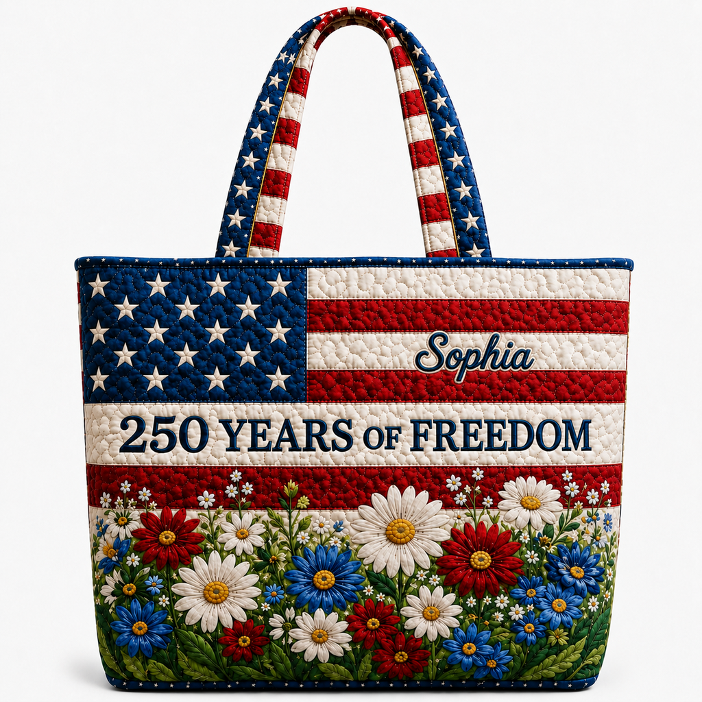 Personalized Quilted Tote Bag 250 Years of Freedom Gift for Her