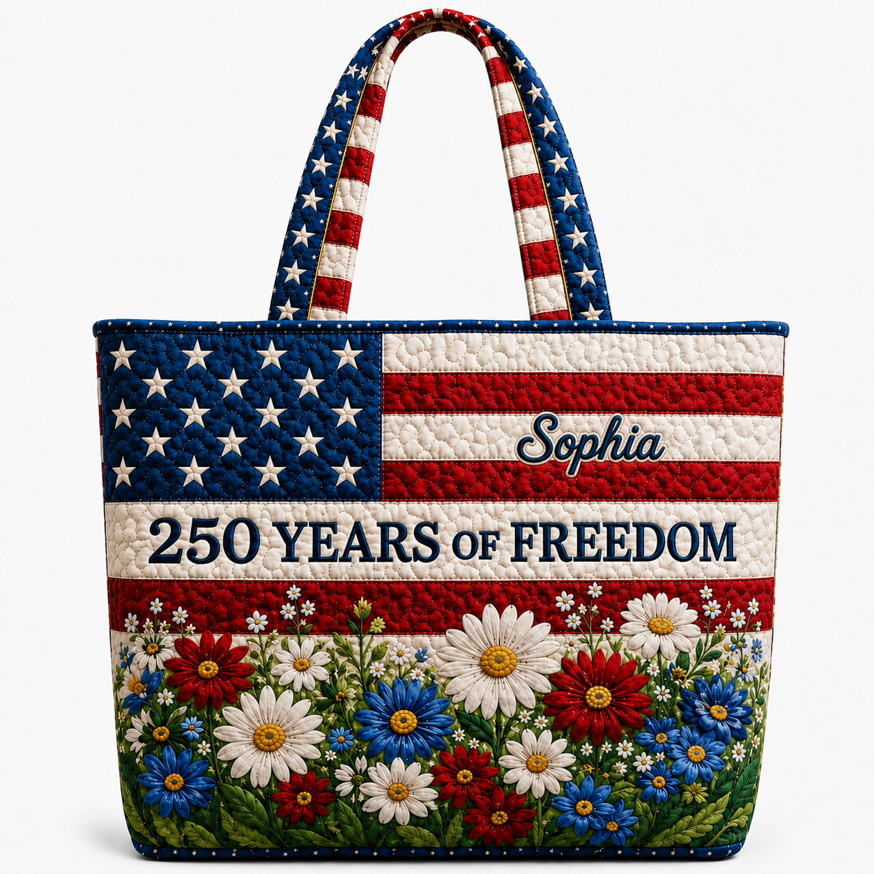 Personalized Quilted Tote Bag 250 Years of Freedom Gift for Her