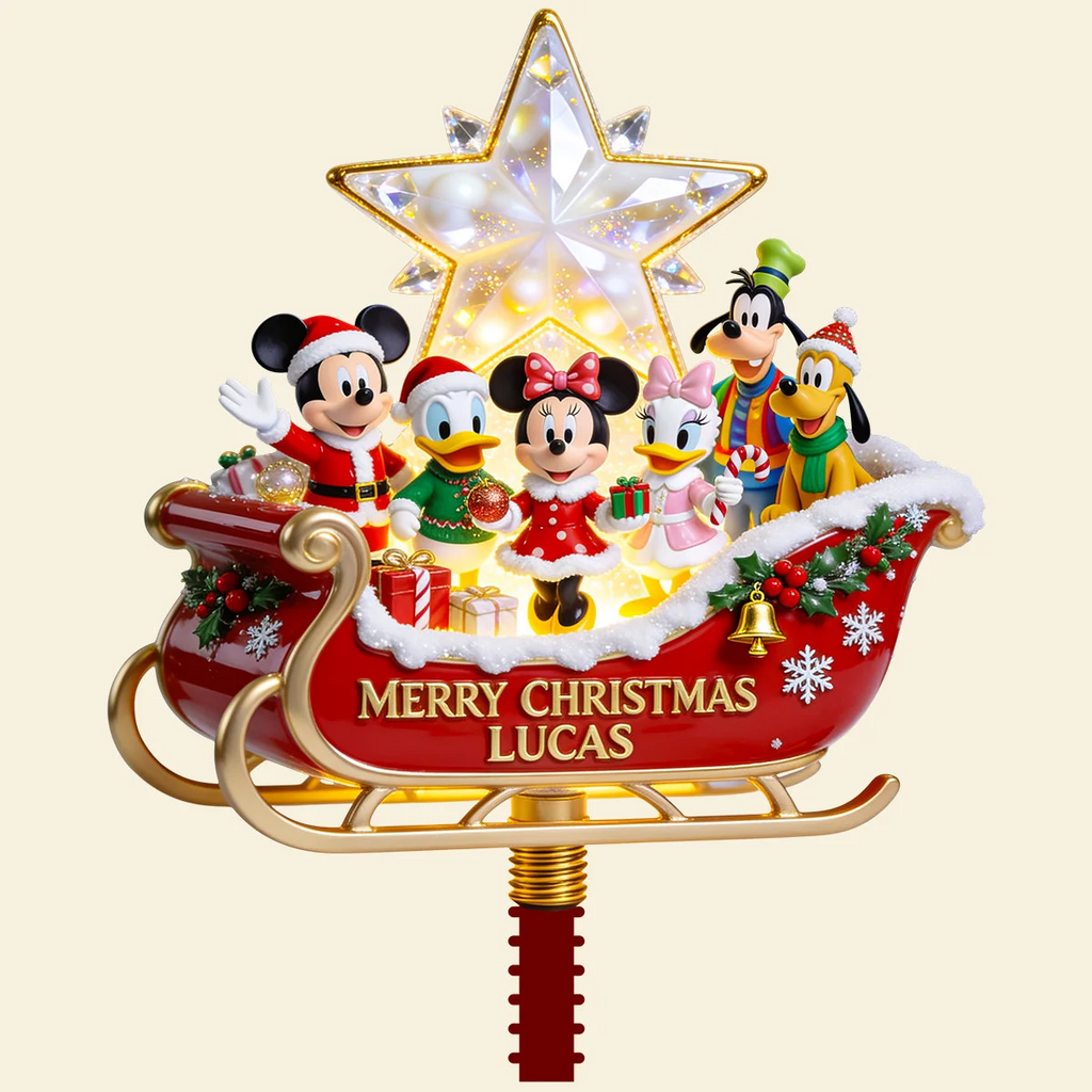 Personalized LED Light Tree Topper with Mickey Mouse for Christmas Gift LED Light Tree GradoCreations