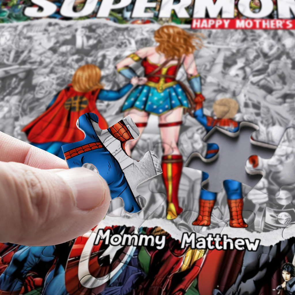 Personalized SuperMom Puzzle Gift for Mom with Kids