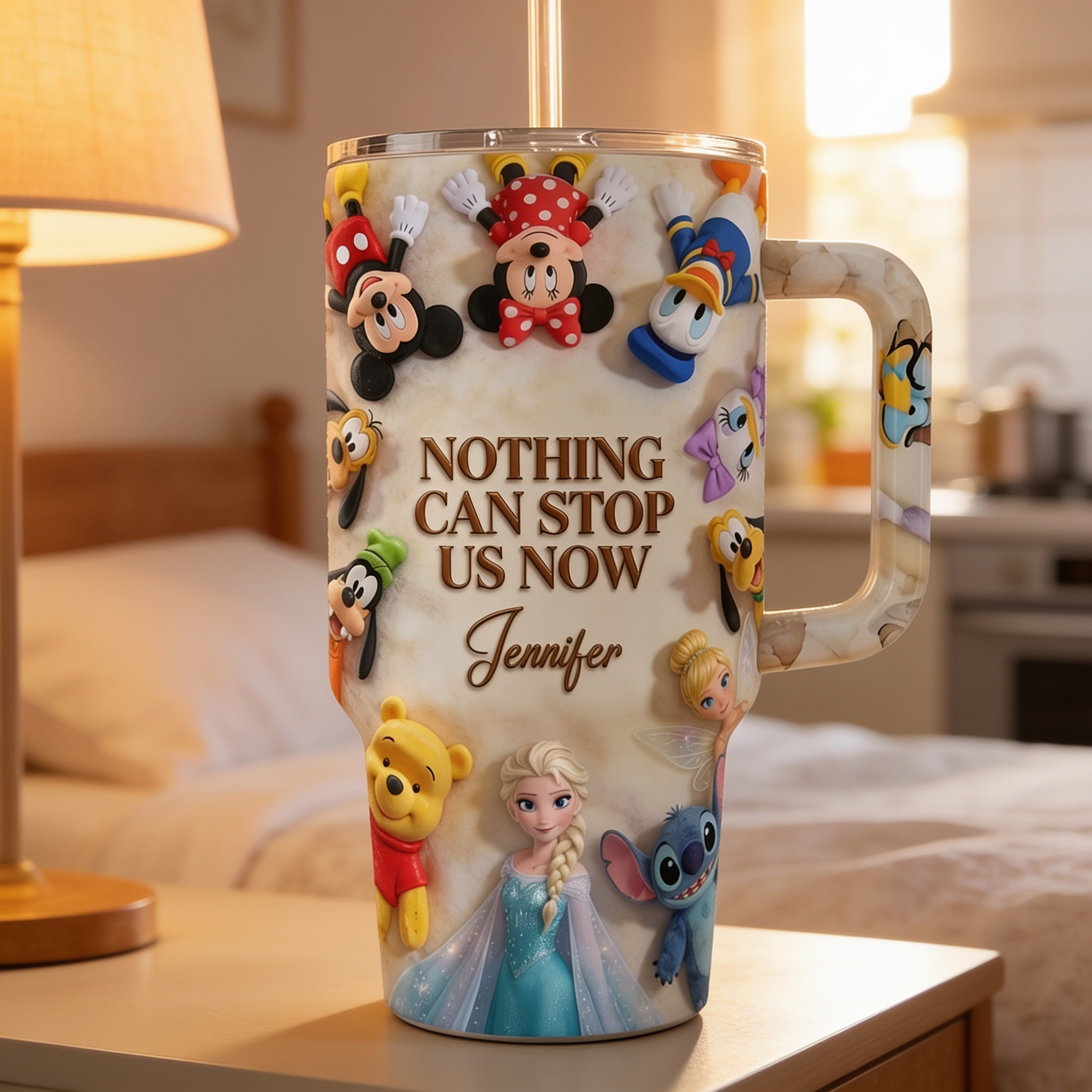 Personalized Disney Tumbler with Handle Custom Name Gift for Movie Fans Tumbler GradoCreations