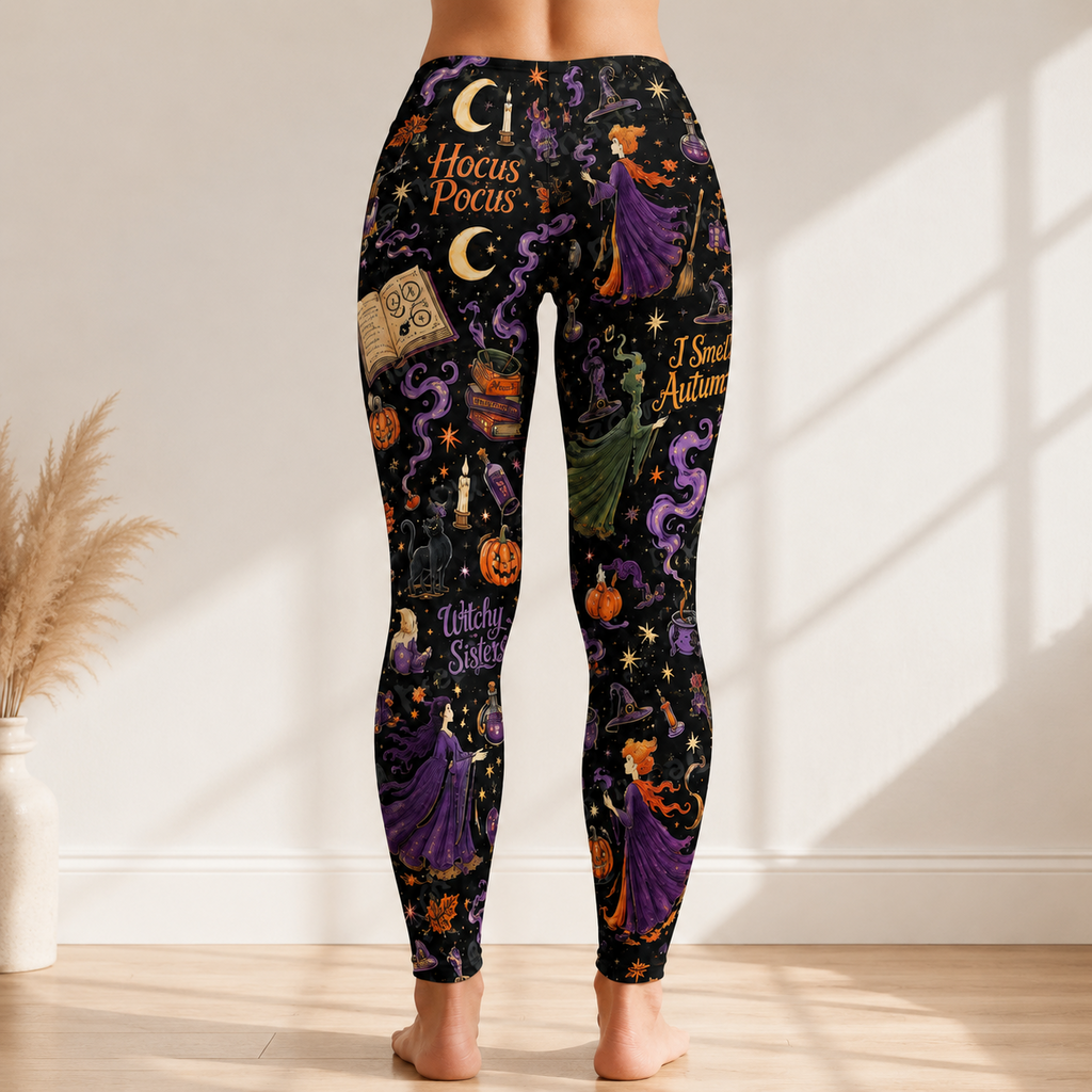 Personalized Halloween Witch Leggings for Women, Customizable Costume Gift Legging GradoCreations