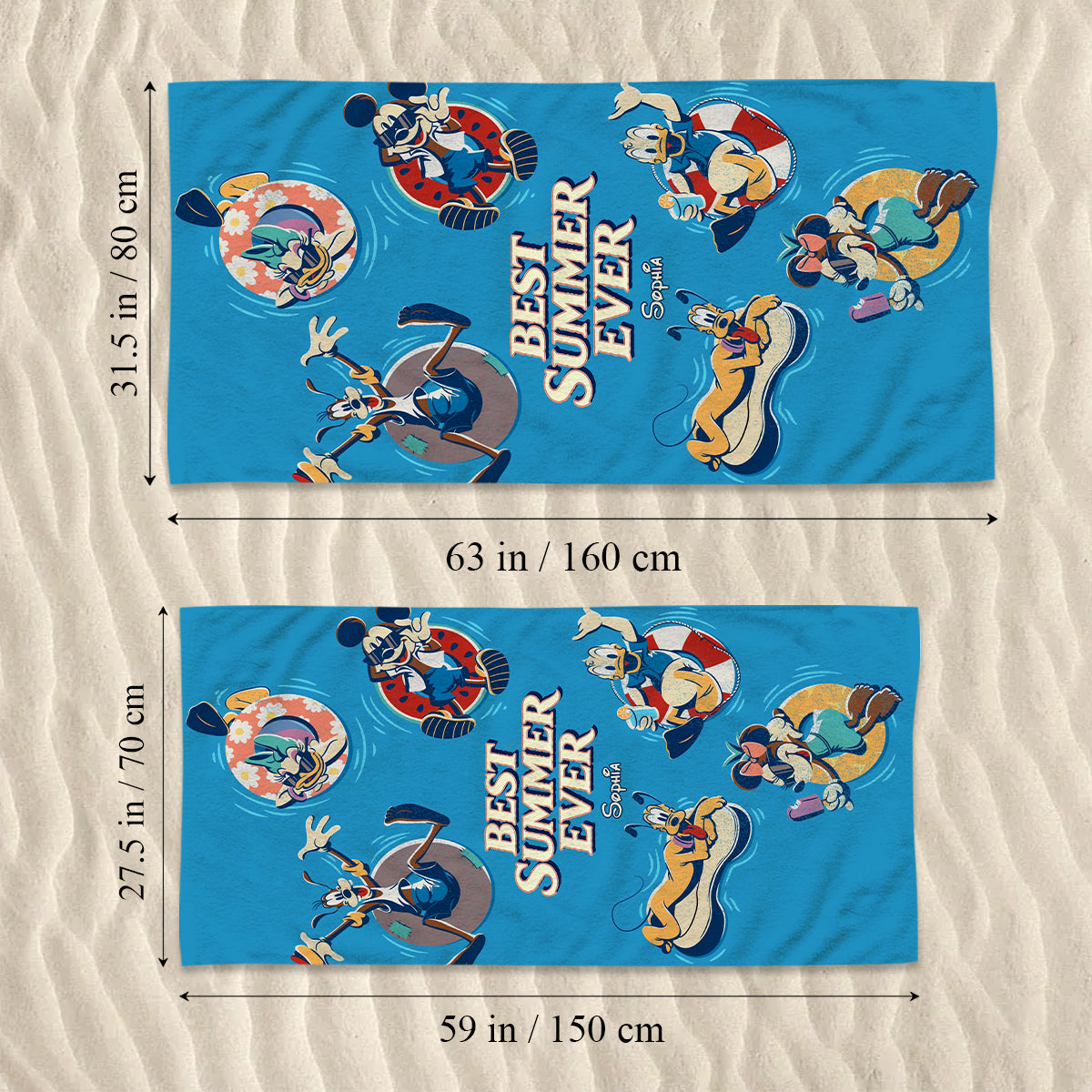 Personalized Quick-Dry Beach Towel with Cartoon Characters - Summer Gift for Kids