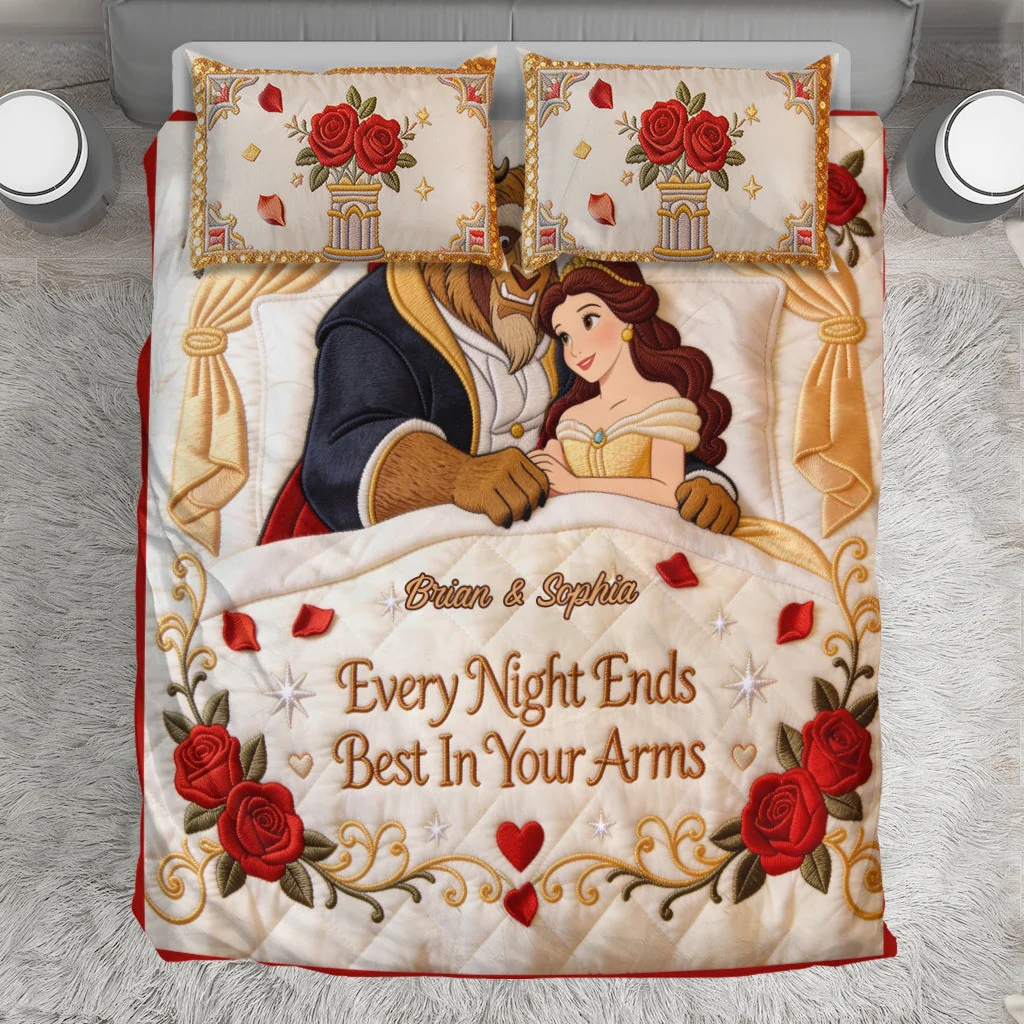 Personalized Quilted Bedding Set Custom Name Gift for Couple Quilted Bedding Set GradoCreations