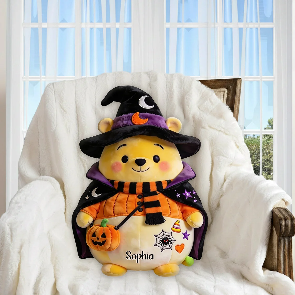 Personalized Halloween Honey Bear Pillow Custom Name Gift Pillow GradoCreations
