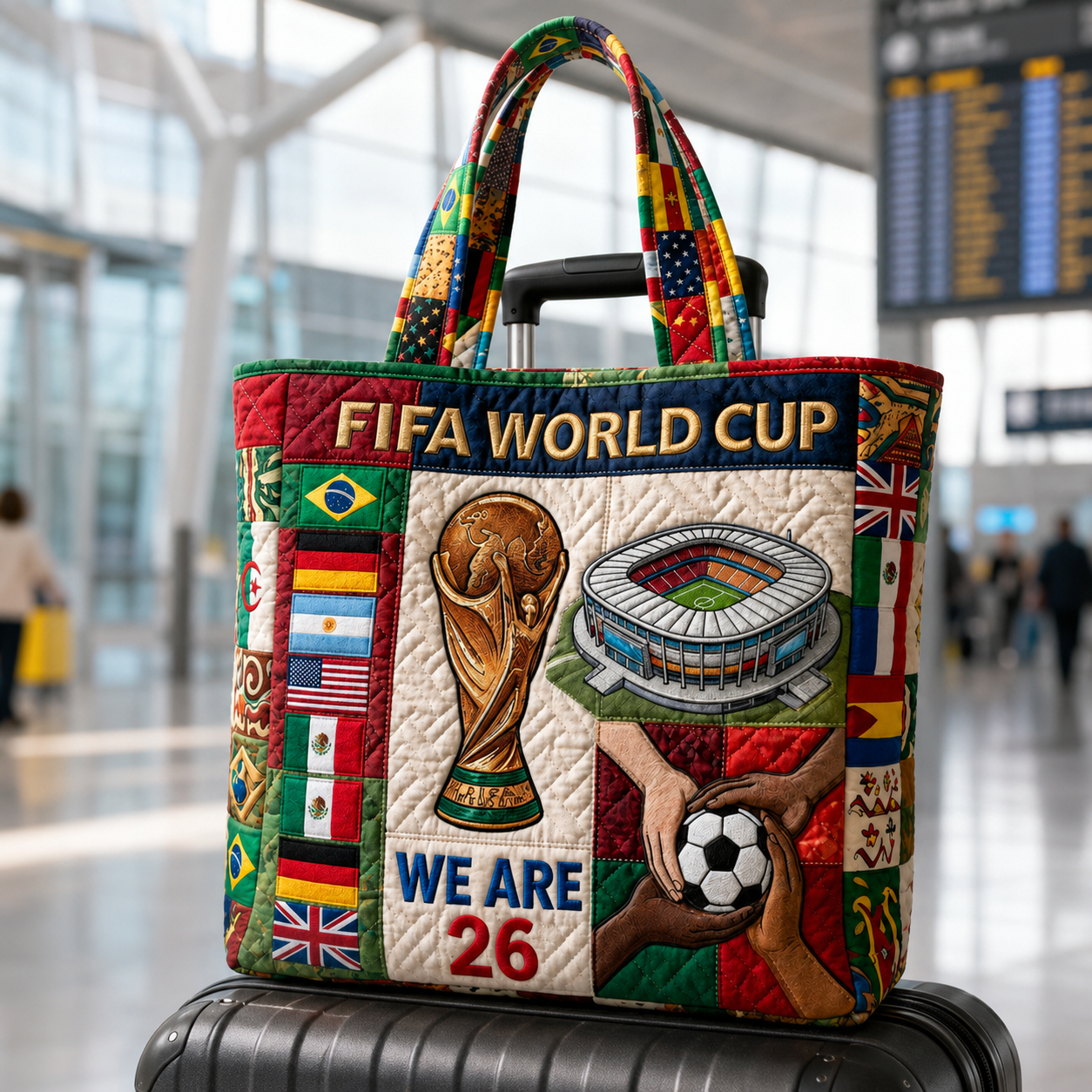 Quilted Tote Bag for World Cup 2026 Soccer Fans - Gift Idea