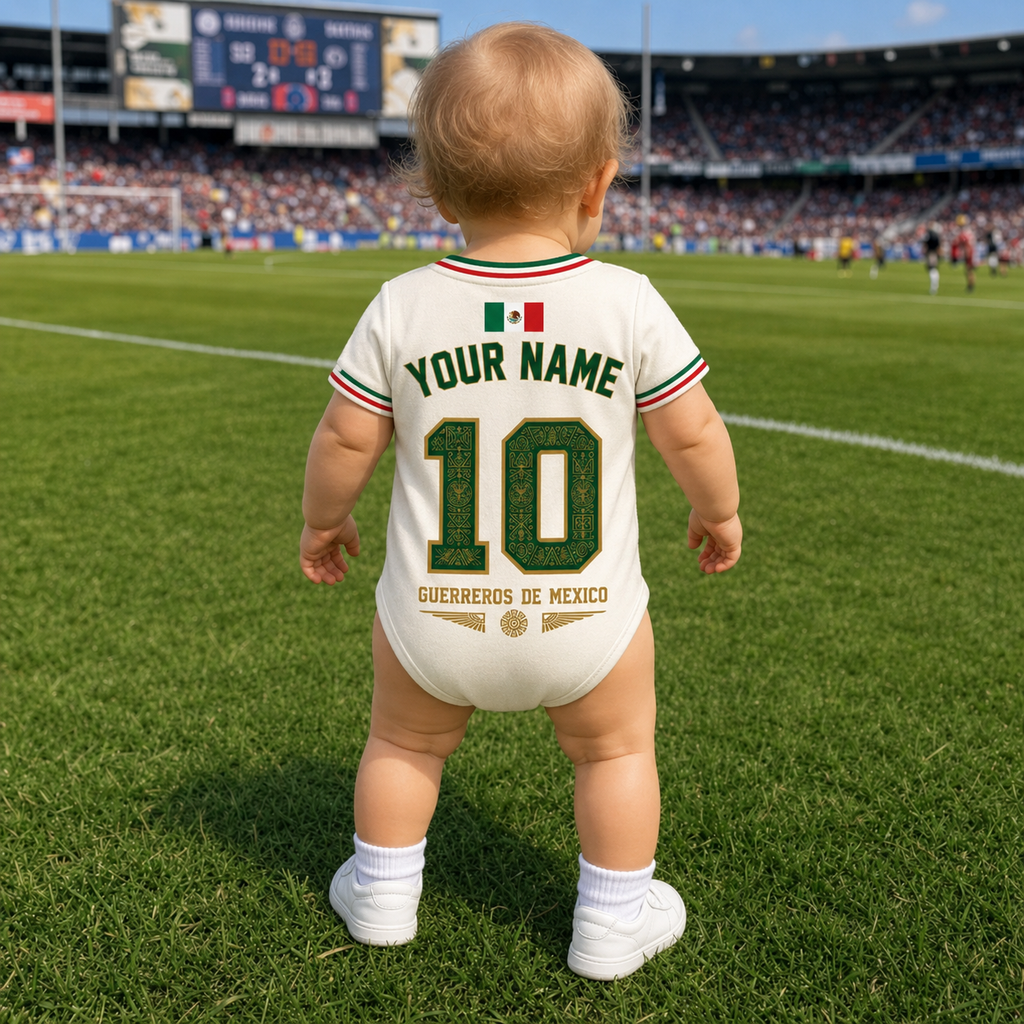 Personalized Mexico Soccer Baby Jersey Bodysuit Gift for New Moms