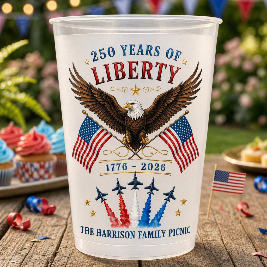Personalized Frosted Cups America Flag Eagle Gift for Family