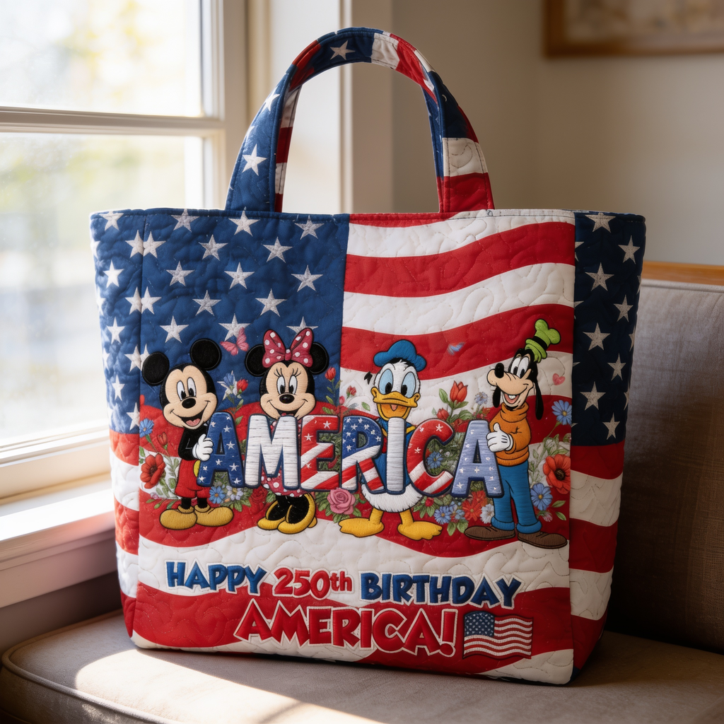 Personalized Quilted Tote Bag for Independence Day Gift - Magical Mouse Design