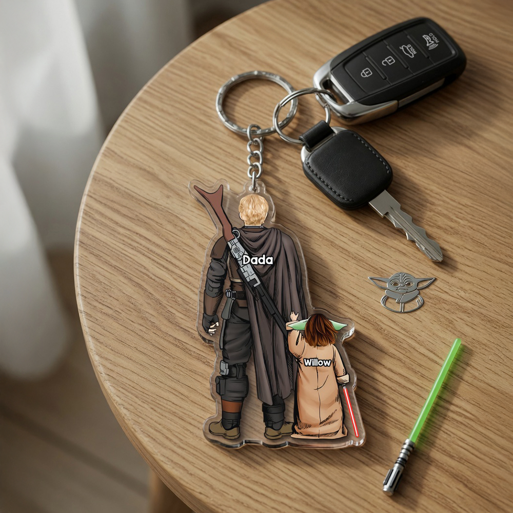 Personalized Space Warrior Acrylic Keychain Gift for Dad