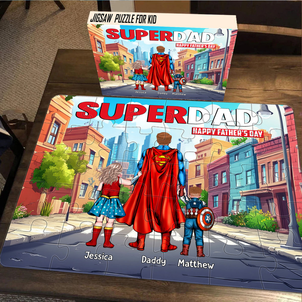 Personalized SuperDad Puzzle Custom Name Gift for Dad Puzzle GradoCreations