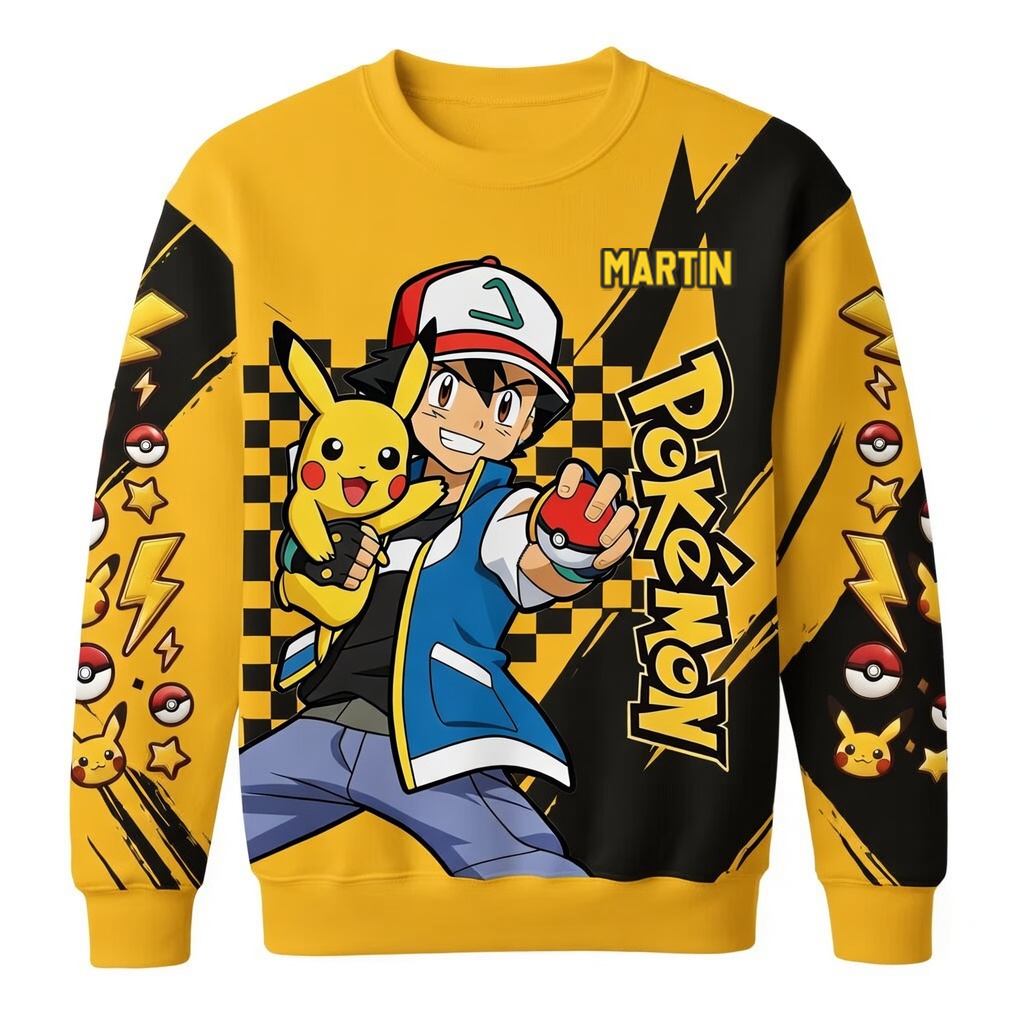 Personalized Pokémon AOP Shirt Custom Name Gift for Movie Fans