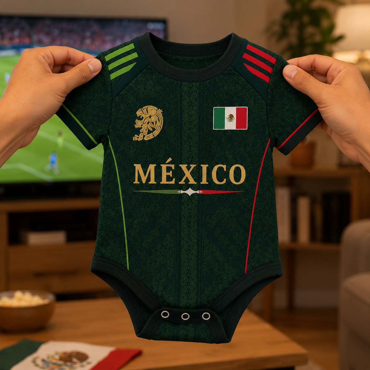 Personalized Mexico Soccer Baby Bodysuit Custom Name Gift for New Parents