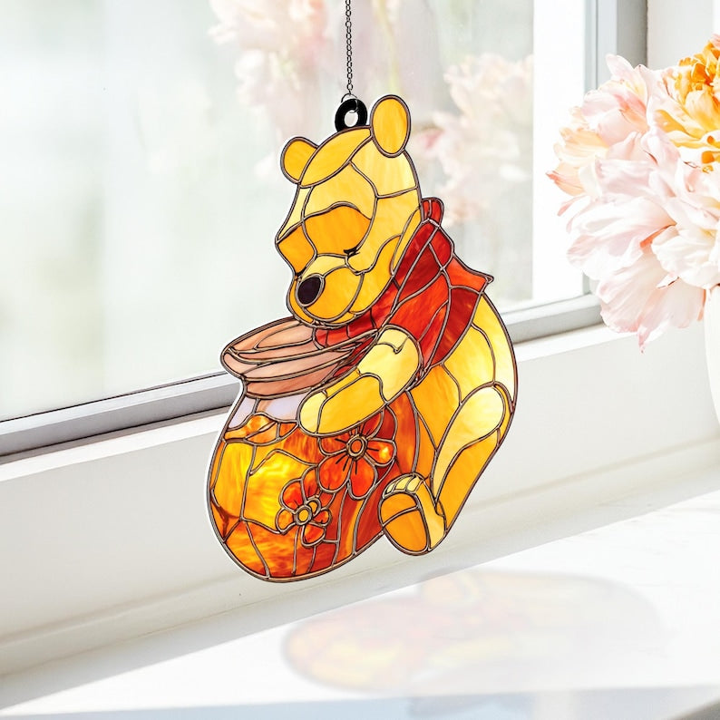 Personalized Window Hanging Suncatcher Honey Bear Gift for Kids