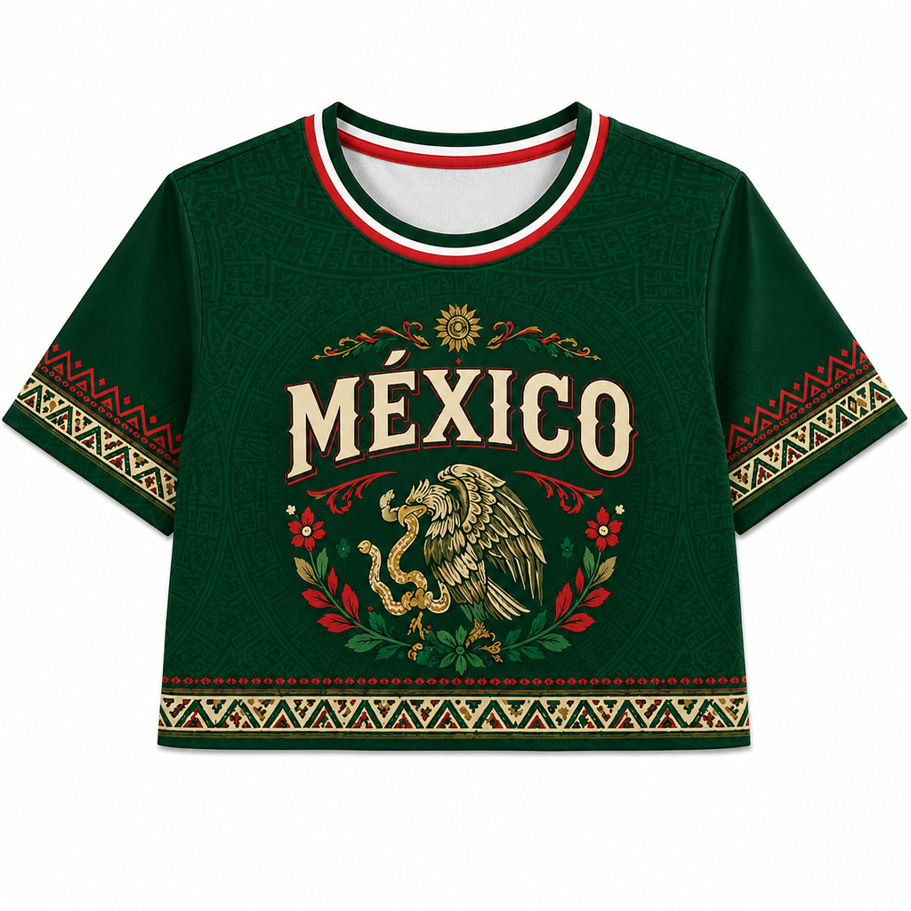 Personalized Aztec Eagle Soccer Jersey Crop Tee for Her - Unique Birthday Gift