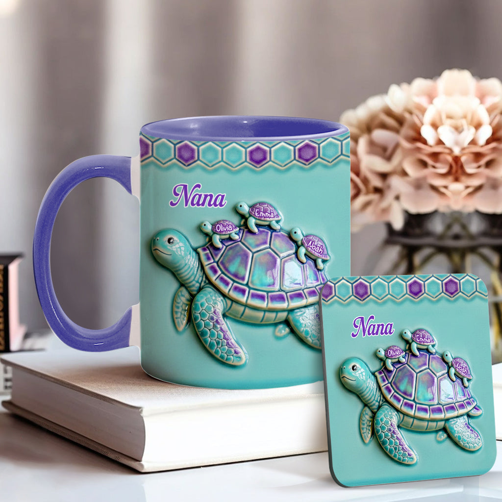 Personalized Grandma Accent Mug with Turtle Design Gift for Nana