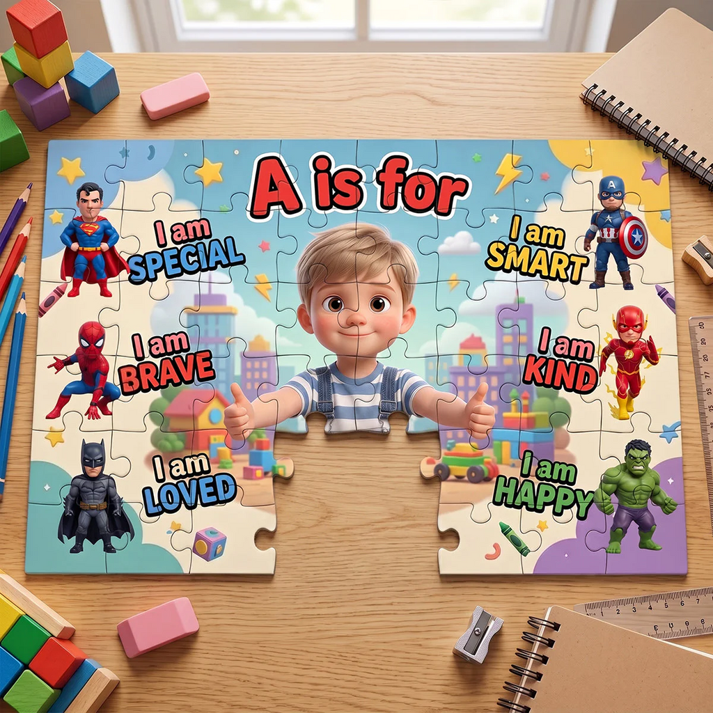 Personalized Kids Puzzle with Custom Photo and Name - Gift for Son