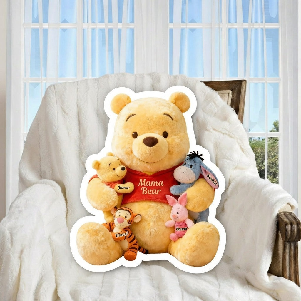 Personalized Mama Bear Shaped Pillow Custom Name Gift for Mom Pillow GradoCreations