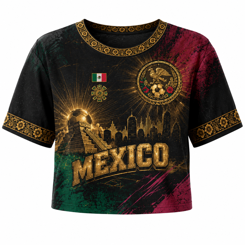 Personalized Mexico Soccer Jersey Crop Tee Custom Name Gift for Football Lovers