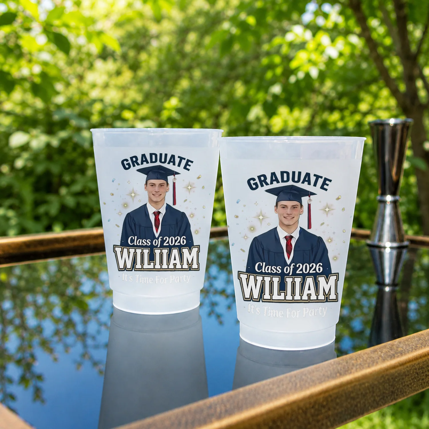 Personalized Frosted Cups Graduation Class of 2026 Photo Gift