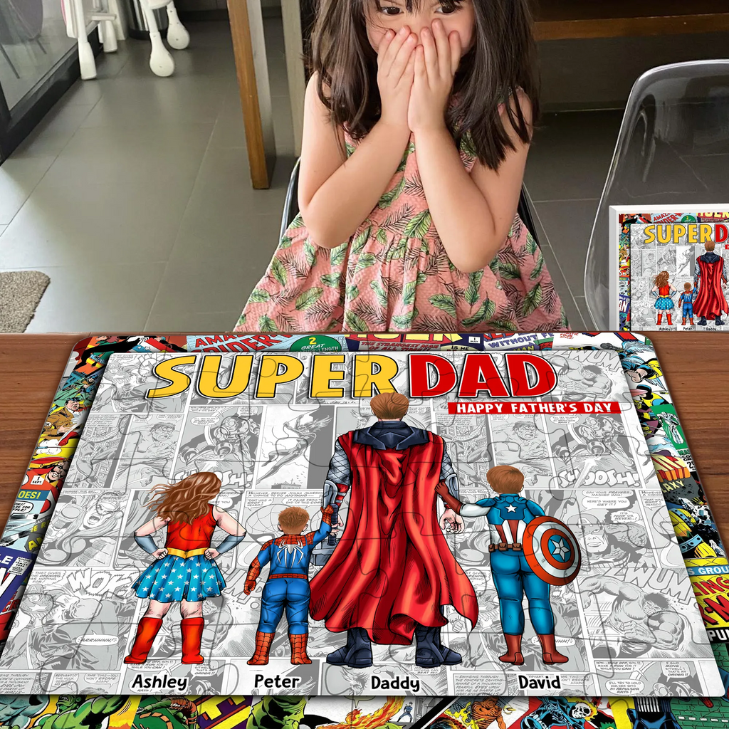 Personalized Super Dad Puzzle Custom Name Gift for Dad