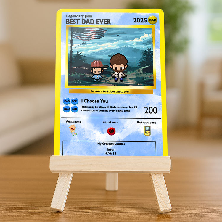 Personalized Pixel PoMo Metal Card Gift for Dad - Best Dad Ever
