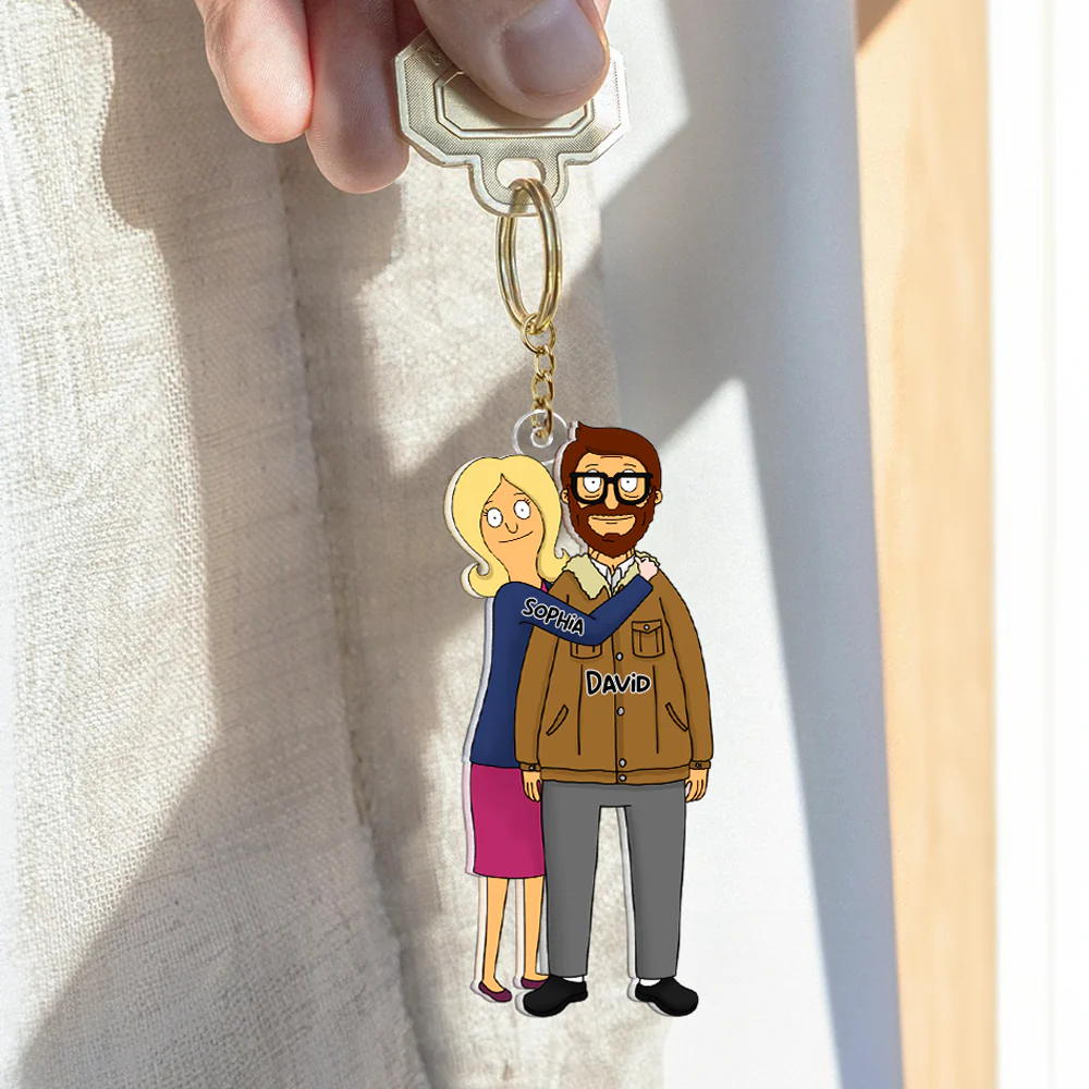 Personalized Funny Burger Couple Keychain Gift for Anniversary