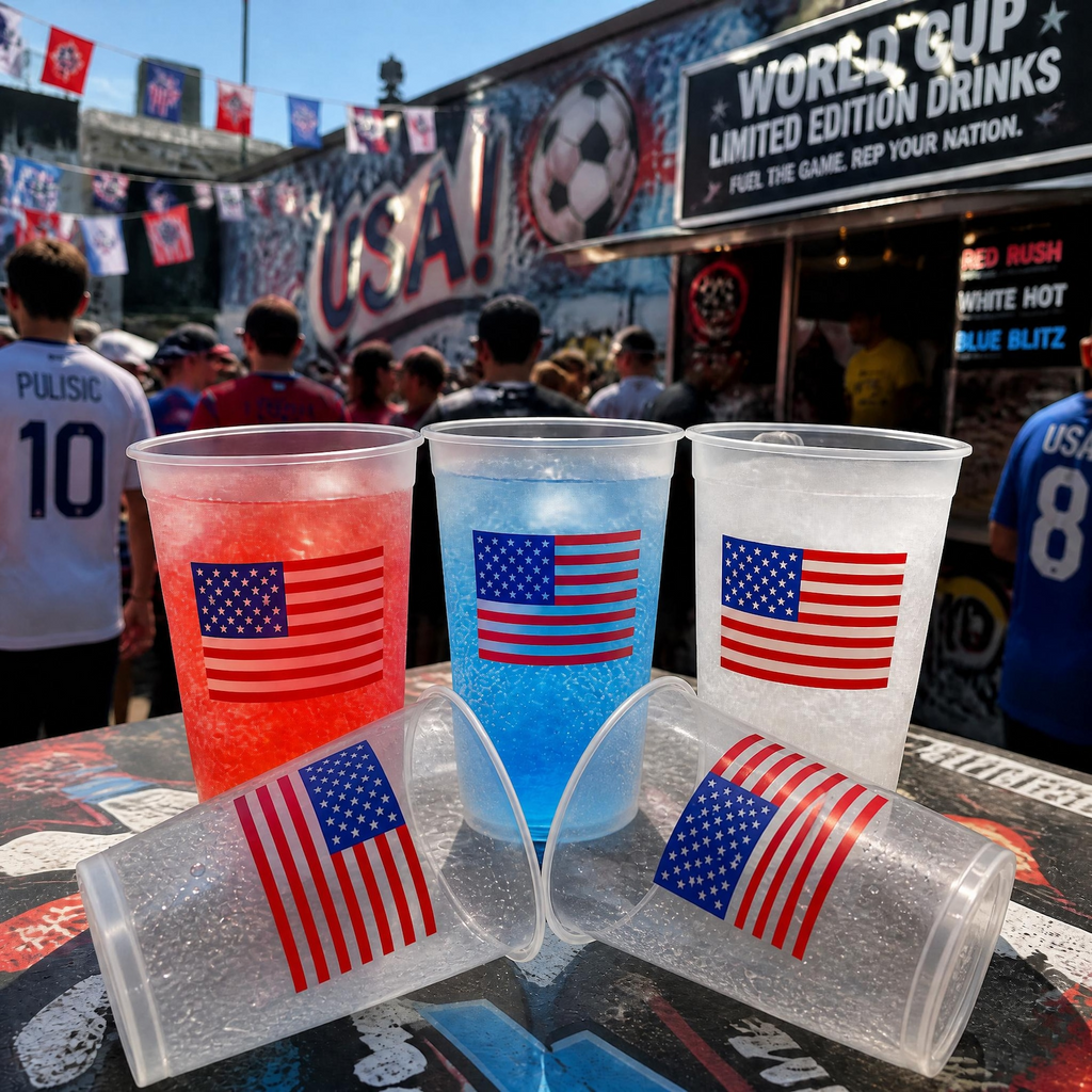 Personalized Frosted Cups with Country Flags for Sports Fans