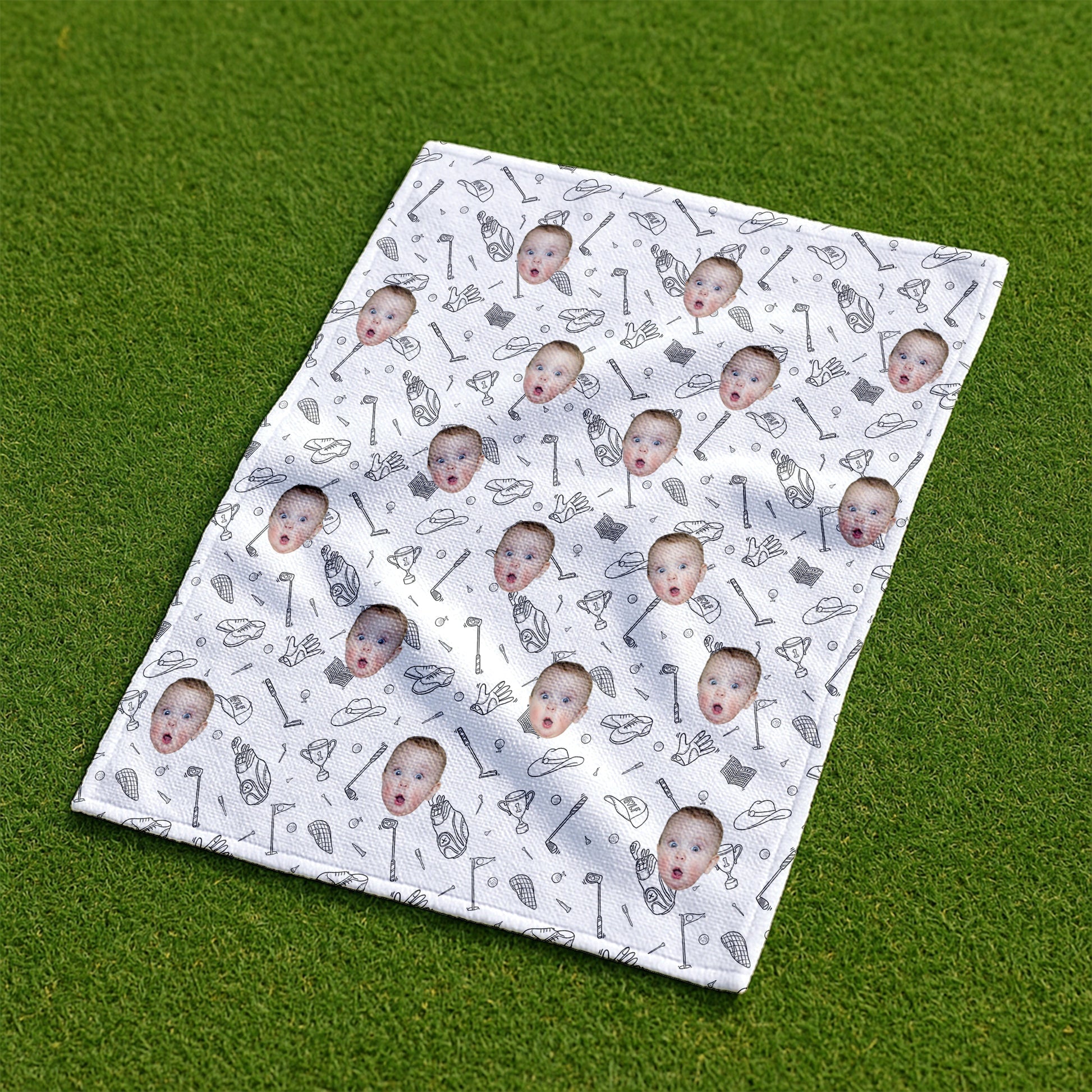 Personalized Golf Towel with Family Faces - Funny Gift for Dad, Grandpa