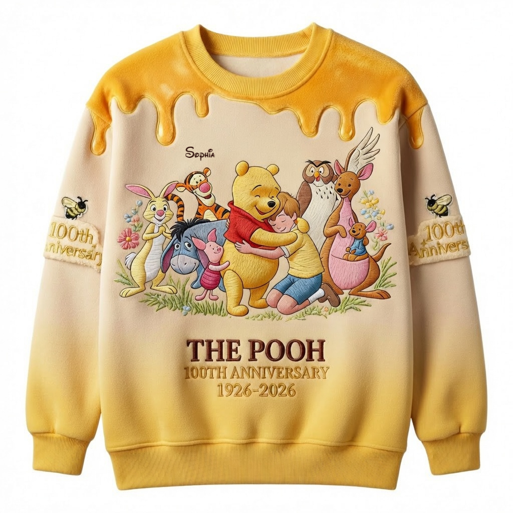 Personalized Pooh Bear 100th Anniversary AOP Shirt Gift for Movie Fans