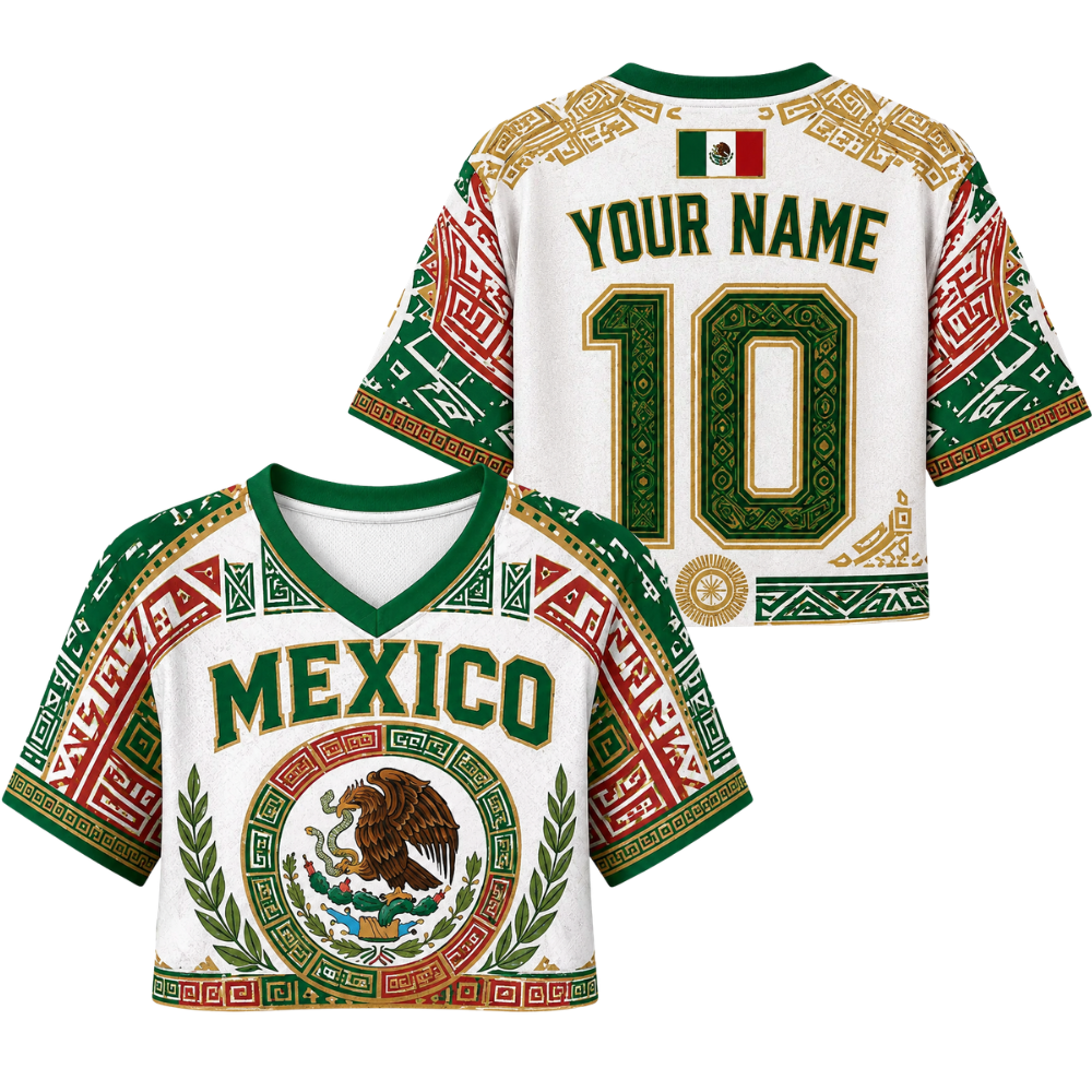 Personalized Mexico Soccer Crop Top Jersey Custom Name Number Gift for Football Fans