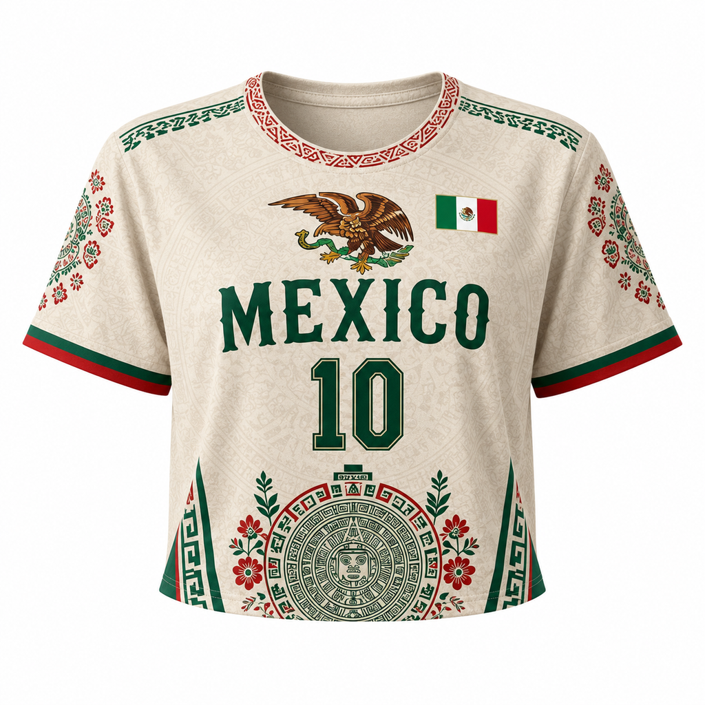 Personalized Mexico Soccer Jersey Crop Tee Gift for Fans