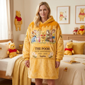 Personalized Pooh Bear Blanket Hoodie Custom Name Gift for Anniversary Blanket Hoodie GradoCreations