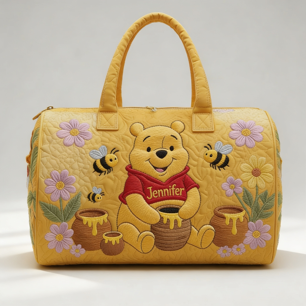 Personalized Quilted Duffle Bag with Honey Bear Design Gift for Movie Fans
