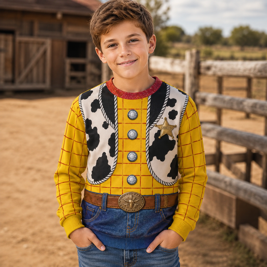 Personalized Kids Cowboy Shirt Halloween Costume Shirt AOP Shirt GradoCreations
