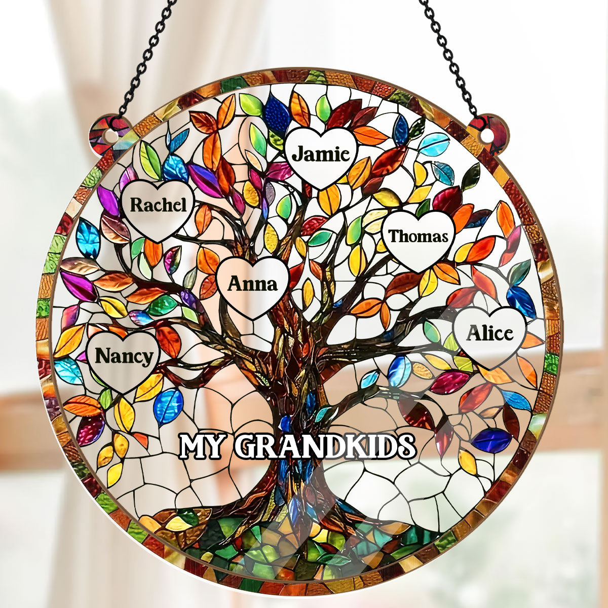 Personalized Family Tree Suncatcher Gift for Grandma, Mom