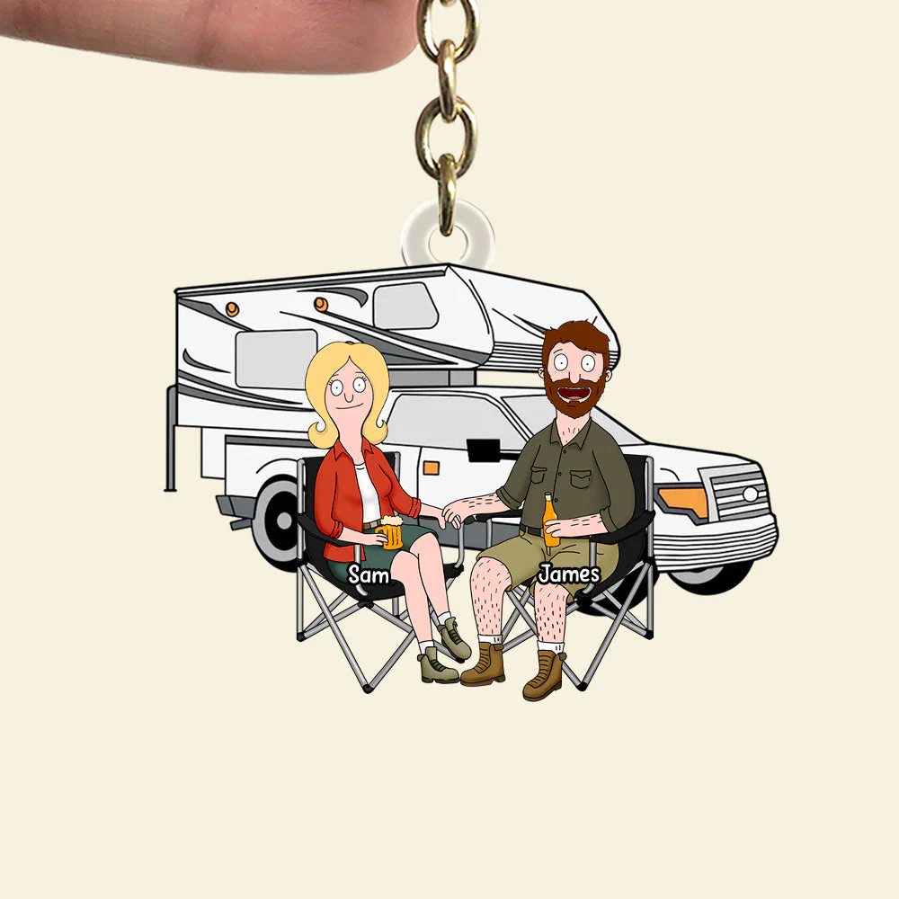 Personalized Camping Keychain Gift for Couples | Acrylic