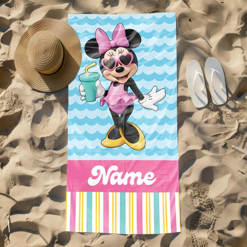 Personalized Disney Beach Towel Summer Vibe Gift for Kids