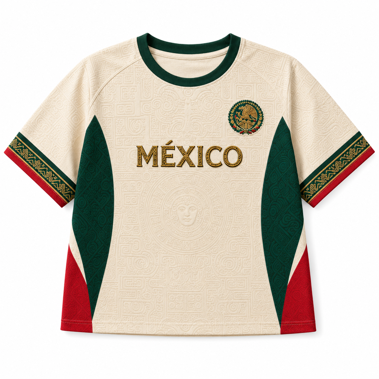 Personalized Mexico Aztec Sun Stone Soccer Jersey Crop Tee Gift for Football Lovers