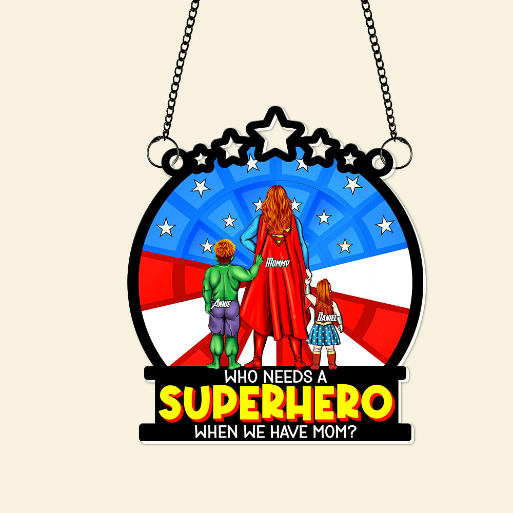 Personalized Superhero Mom Window Hanging Suncatcher Gift