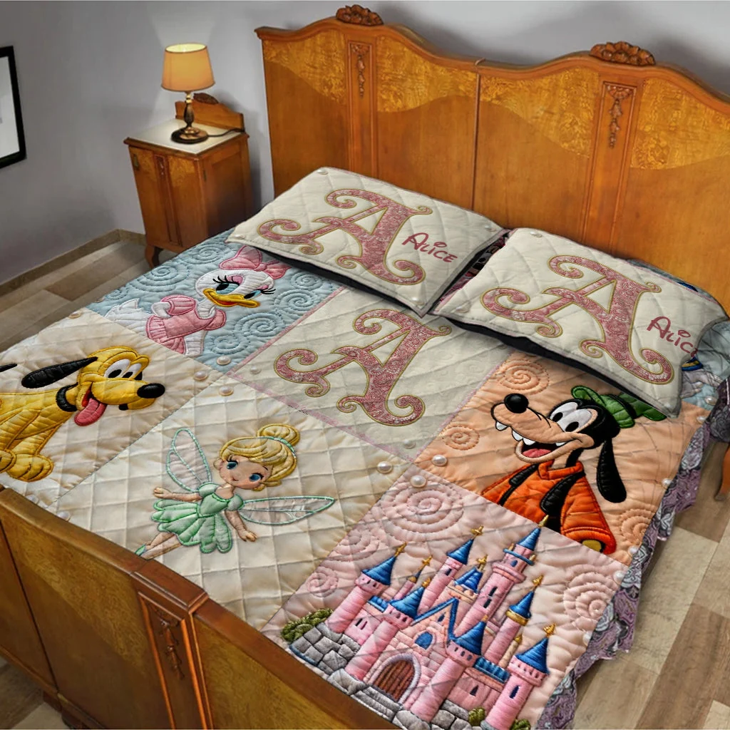 Personalized Quilt Bedding Set with Disney Characters for Daughter Quilted Bedding Set GradoCreations